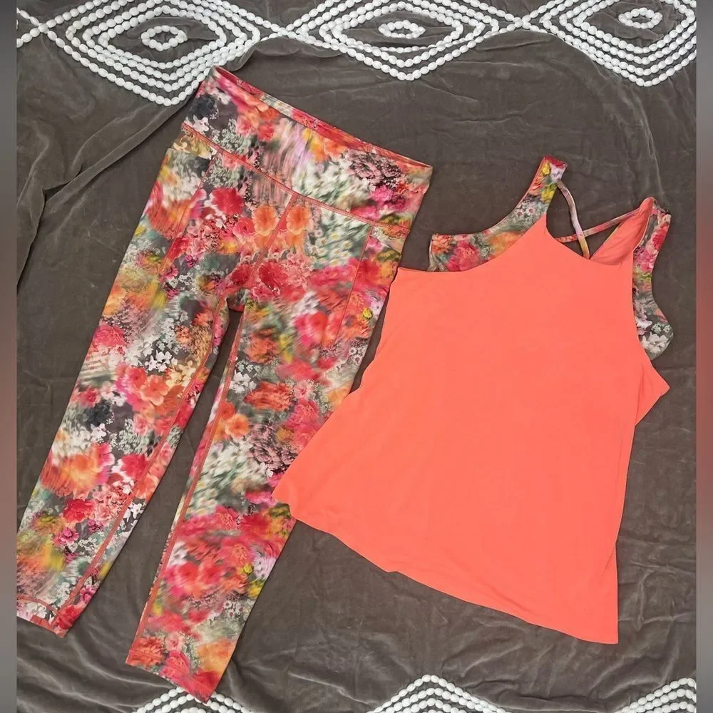 Athleta Girl Orange floral Outfit